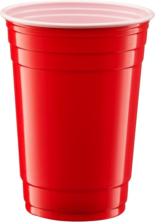 GUSTO Disposable Red Plastic Cups - 18 oz. | 50 Count Party Drinking Cups for Events & Daily Use