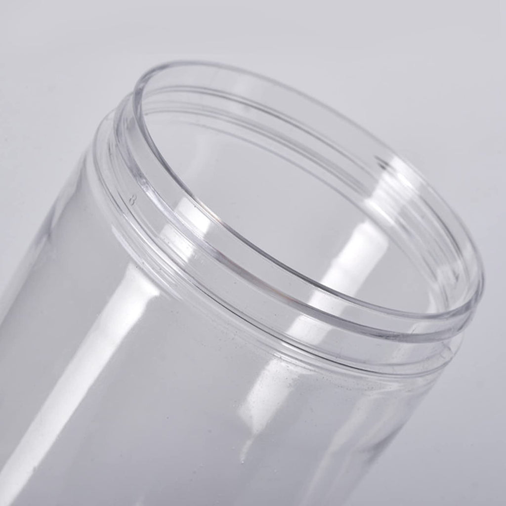 Set of 6Pcs Clear Plastic Food Storage Jar with Lid, Round Transparent Skinny Storage Container for Spaghetti, Pasta and Dry goods (Clear 6pcs)