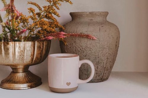 Sweet Water Decor Pink Heart Coffee Mug, 14oz Stoneware Cup with Handle for Hot Cocoa, Tea & Cider, Microwave & Dishwasher Safe, Romantic Valentine's Day Gift for Her