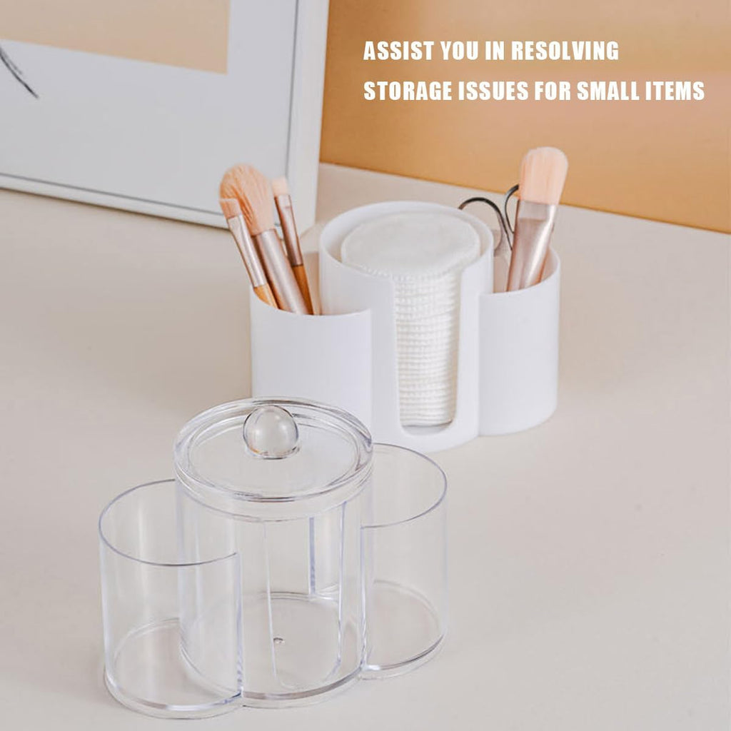 Q-Tip Holder by 3-in-1 | Premium Bathroom Organizer Canister with Dustproof Lid - Black