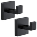 Kruodop 2 PCS Towel Hooks for Bathroom, Wall Mount Towel Holder, Black Matte Wall Robe Hook,Square Stainless Steel Door Hanger Towel Hook for Kitchen, Bedroom,Hotel,Pool,Coats