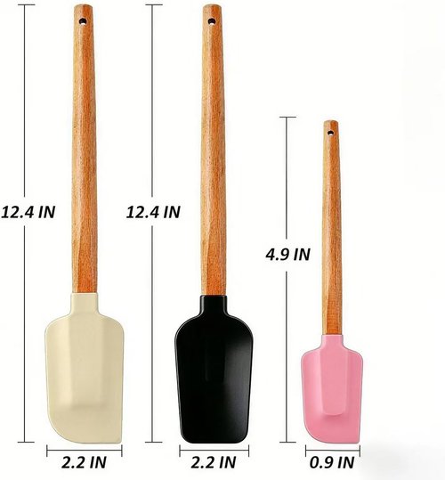 Silicone Spatula Set 3 Pieces - BPA Free&600 ° F High Temperature Resistant, Suitable for Baking, Cooking, and Stirring, Non Damaging and Non Sticky Pot Coatings