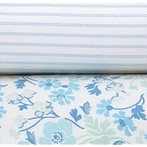 Laura Ashley - Queen Sheets, Cotton Percale 6-Piece Bedding Set, Crisp & Cool Home Decor (Jaynie Pastel Blue, Queen)