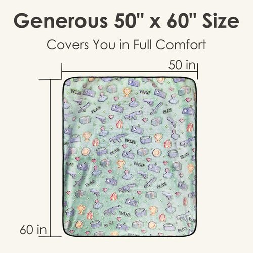 Glow in The Dark Gaming Throw Blanket for Kids, Ultra-Soft Fleece Gamer Blanket with Glow Dark Icons, Cozy Lightweight Flannel Blanket for Boys Girls Bedroom, Couch & Travel (Green, 50”x60”)