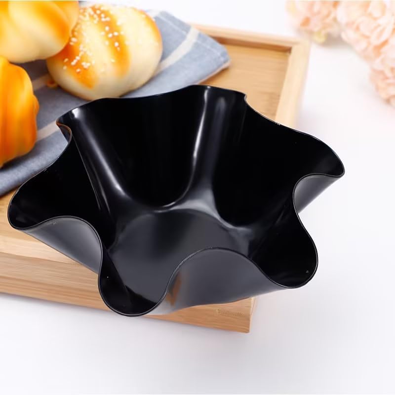 Skiennix Non-Stick Baking Bowls - 2 Pcs Carbon Steel Tortilla Bowl Maker | Black Dinnerware Set
