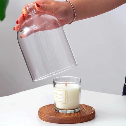 LTLYLGEGE 4.72"X8.46"H Inches Thickened Glass Display Dome Cloche for Candle Cover, Candle Dome with Top Handle, Clear Glass Dome Cloche for Dispaly