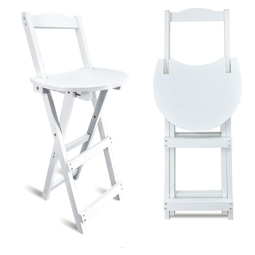 Yuxitia Folding Bar Stool Kitchen24 inch Folding Kitchen Counter Chair Portable Wooden Bar Stool Outdoor Shop Kitchen Restaurant Coffee Stool 1 (White)