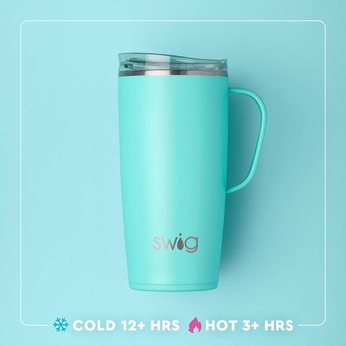 Swig Life 22oz Travel Mug, Insulated Tumbler with Handle and Lid, Travel Coffee Mug, Cup Holder Friendly, Stainless Steel 22 oz Tumbler, Reusable Insulated with Lid (Saturdays in Columbus)