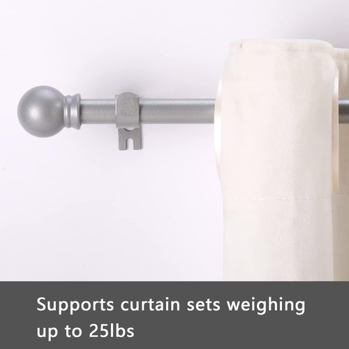 GXOACKJ Silver Curtain Rods - Heavy Duty 5/8 Inch Metal Set | 2 Pack for Windows 28 to 78 Inch