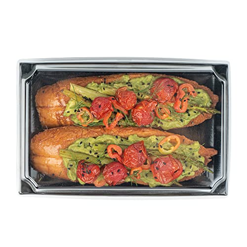 Restaurantware Matsuri Vision 8 x 5 x 1.5 Inch Medium Sushi Trays 100 Greaseproof Sushi Packaging Boxes - Lids Sold Separately Disposable Black Paper Sushi Containers For Entrees Or Desserts