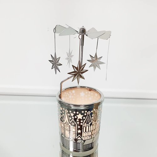 Kingnero Candle Holder - Spinning Tea Light Carousel with North Star Design for Elegant Home Decor