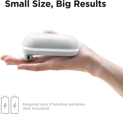 Kitchen Mama Mini Electric Can Opener - Smooth Edge, One-Press Operation | Portable & Cordless (White)