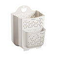 Mcckoys Foldable Hanging Laundry Baskets with Carry Handle Plastic Laundry Hamper Wall Adhesive Hanging Storage Basket Dirty Clothes Storage Bin Multi-function Storage Container Combo 2-piece Set