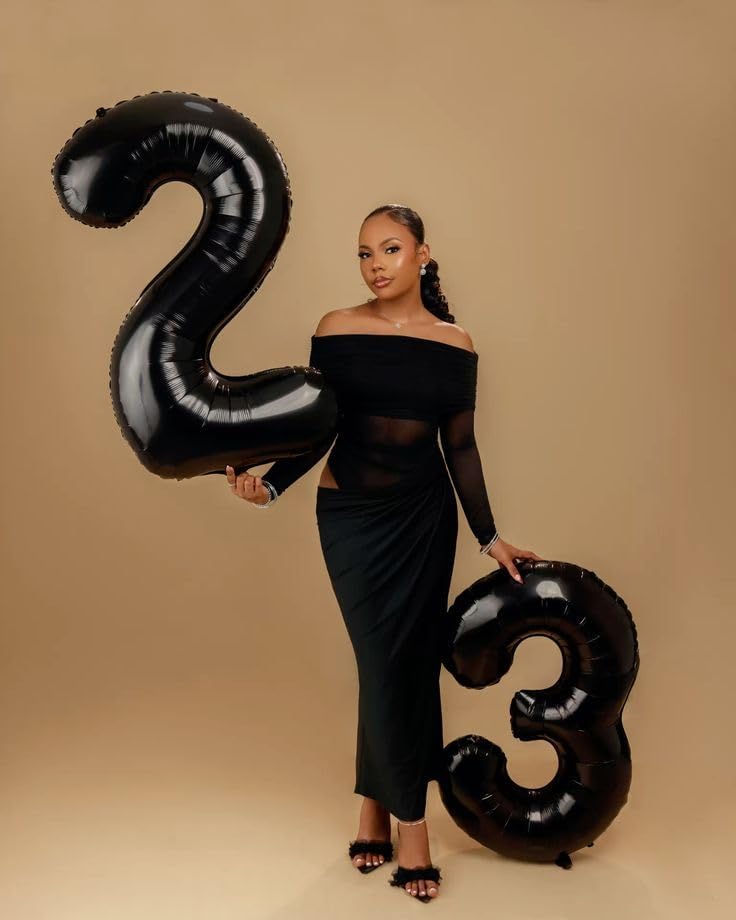 Numbers 17 Balloons - 40 Inch Black Foil Number Balloon for 17th Birthday & Anniversary Celebrations
