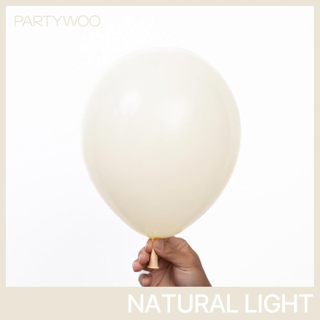 PartyWoo Beige Balloons - 120-Piece Cream Ivory Balloon Arch Kit for Weddings & Celebrations | Various Sizes