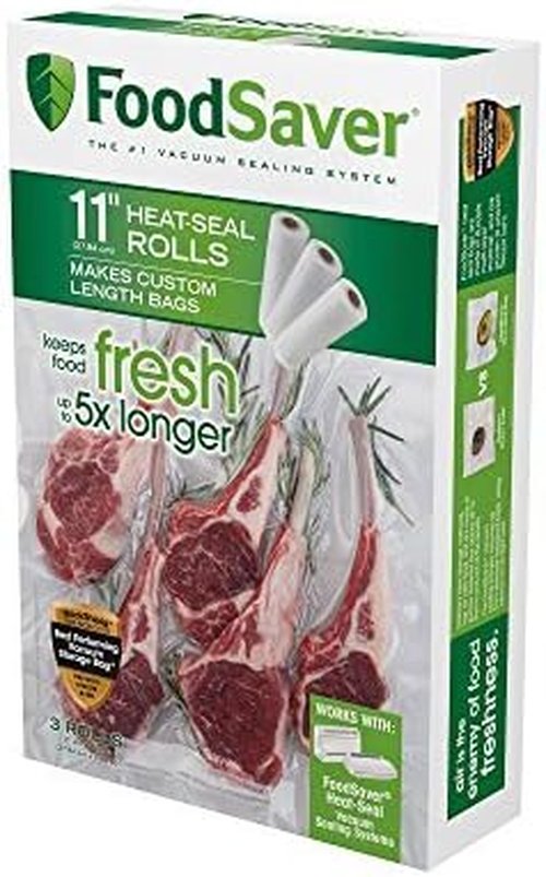 FoodSaver Vacuum Sealer Bags - Custom Fit Airtight Food Storage & Sous Vide | 11" x 16' & 1-Gallon, Clear | 10 Count, Reusable