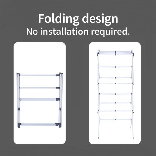 Maomo Metal Drying Rack - Tool-Free Installation, Space-Saving Telescoping Design | 16.93-29.92 Inches Wide, White