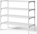 Kitsure Shoe Rack - Stackable Non-Woven Shoe Organizer for Closet & Entryway | 4-Tier, 27.5" Wide, White