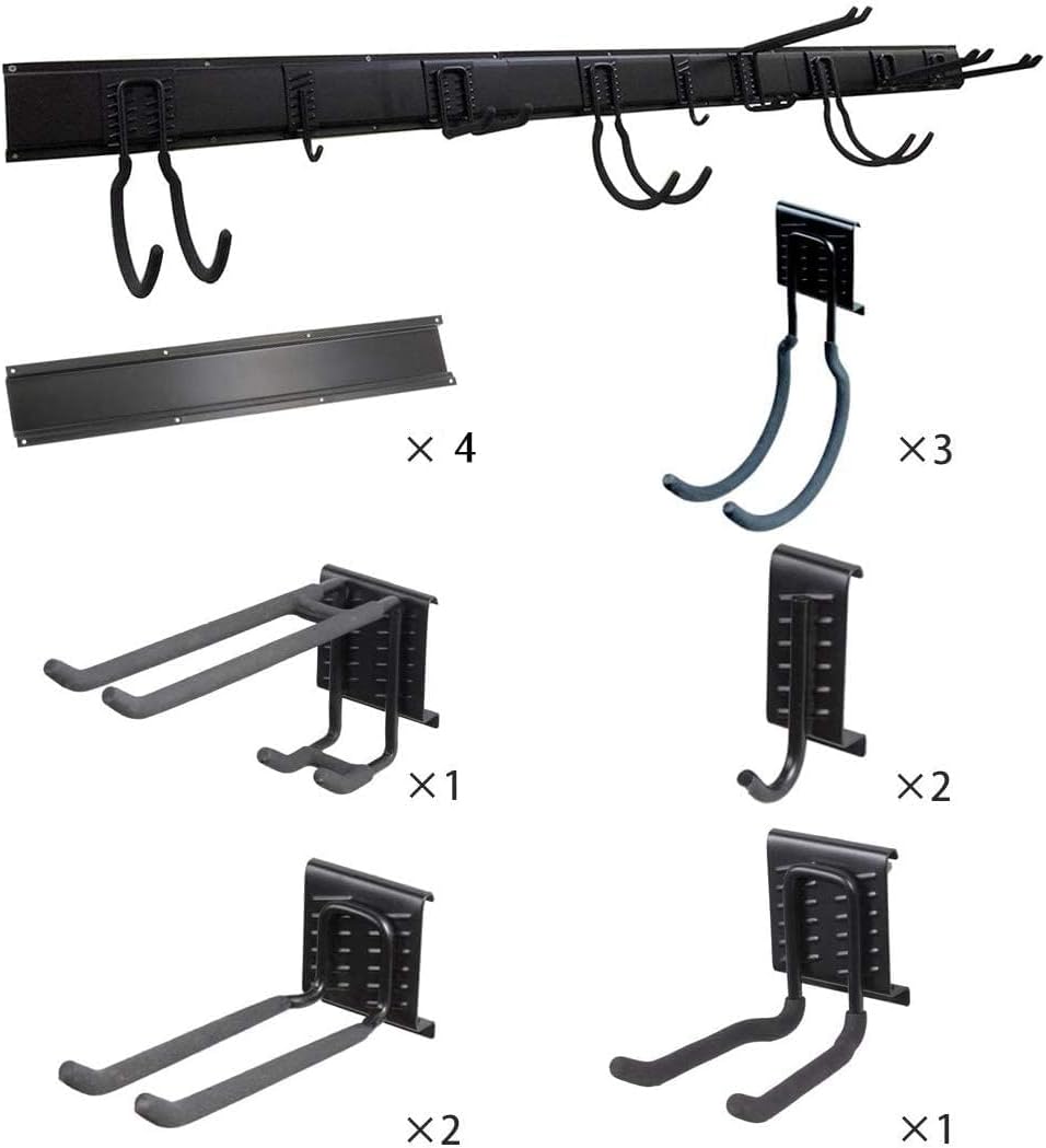 Ultrawall Tool Storage Rack - 64-Inch Adjustable Wall-Mounted Organizer with 9 Heavy-Duty Hooks