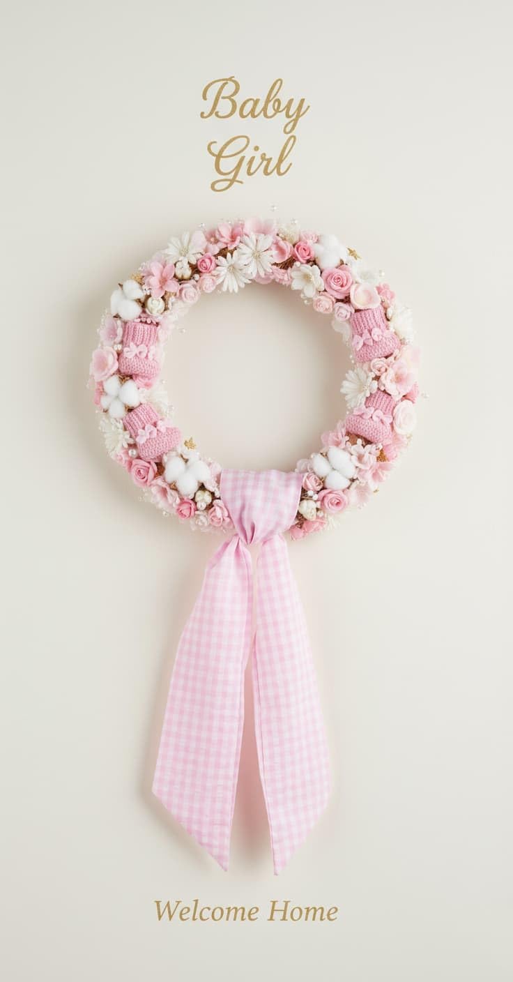 Pink White Checkered Plaid Bow Ribbon Bundle - Wreath Sash for Front Door Decor | 2 Pack (5.12" x 54.33")