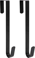 Sattiyrch 15" Wreath Hanger - Sturdy Steel Over The Door Hook for Front Door (Black, 2-Pack)