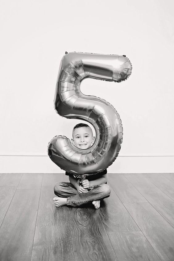 Silver 5 Balloon | 40-Inch Number 5 Balloon for 5th Birthday Decorations & Party Supplies