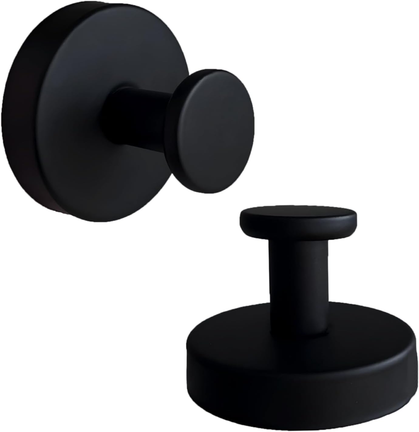 Skiennix Suction Cup Hooks - Durable Stainless Steel Towel Holders for Shower & Bathroom | Matte Black, 2-Pack