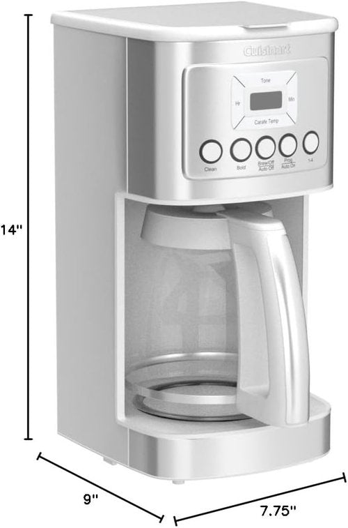 Cuisinart 14-Cup Coffee Maker - Programmable PerfecTemp with Brew Strength Control & Glass Carafe | Stainless Steel, White