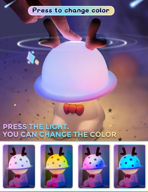 L LOHAS Nursery Night Lights, Cute Nursery Lamps with 7 Colors Adjustable Touch Control, USB Rechargeable, Kawaii Decor Stuff
