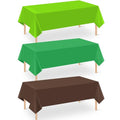 Denwiller 3 Pcs Dark Green & Brown Party Tablecloth Bulks, Disposable Plastic Pixel Gaming Tablecloth Dark Green Brown Table Cover for Picnic Video Game Birthday Party Supplies, 54x108 Inch
