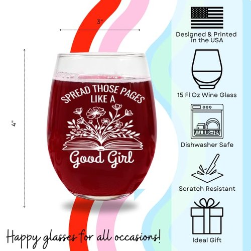 Glassicle Book Lovers Wine Gift – Funny Wine Glass for Women Who Love Spicy Books – Bookish Gift for Readers, Dark Romance BookTok Lover Cup for Her