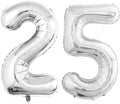 GOER Jumbo Number 25 Balloons - 42 Inch Silver Foil Helium Decorations for 25th Birthday Party