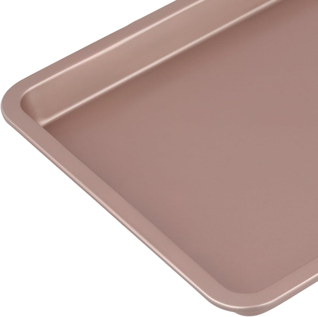 Sheutsan Gold Baking Sheet Pan Set - 4 Pack Carbon Steel Oven Trays, 13 x 9 x 1 Inch for Cookies & Roasting