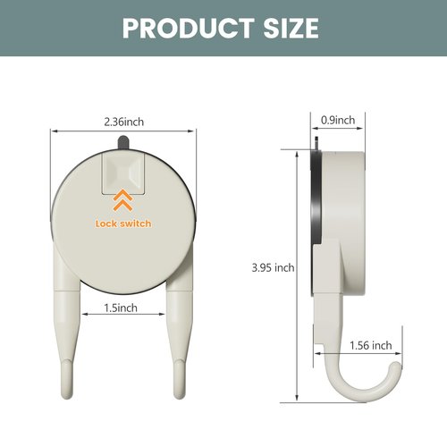 Geobella Strong Suction Cup Hooks for Shower, Bathroom, Kitchen, Heavy Duty Hangers for Door Wreaths, Robe, loofah, Towel, Utensils, Removable Wall Hooks for Tile, Glass, Mirror (2 Pack-Cream)