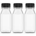 Hulless 3 Pcs 16 Ounce Plastic Juice Bottle Drink Containers Juicing Bottles with Black Lids, Suitable for Juice, Smoothies, Milk and Homemade Beverages