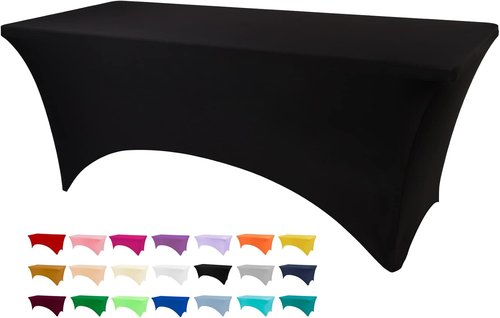 Black Spandex Table Cover by [Brand Name] - 4ft Fitted, Washable & Wrinkle Resistant for Events & Parties
