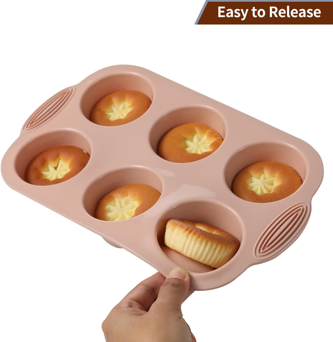 Skiennix 10-in-1 Nonstick Silicone Baking Pan Set - BPA Free, Heat Resistant Bakeware for Muffins, Loaves, and More (Pink)