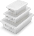 Sur La Table Stoneware Baker Set - 3-Piece Freezer-to-Oven Bakeware with Lids | Durable Handmade Design, White