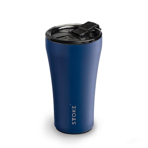 Sttoke Leakproof Ceramic Reusable Coffee Cup 12 oz - Magnetic Blue, 6.14 inch Height