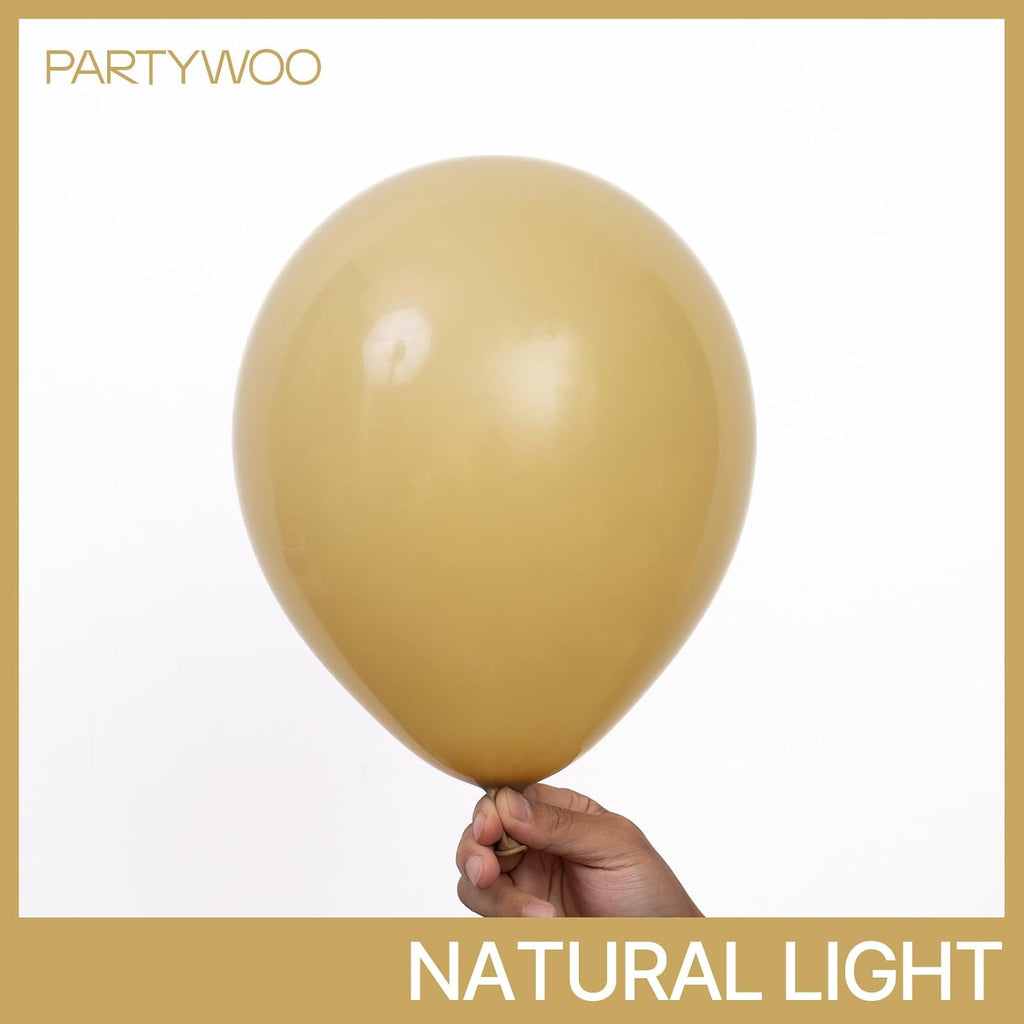 PartyWoo Tan Balloons - 140-Piece Light Brown Neutral Boho Balloon Arch Kit | Wedding & Baby Shower Decor