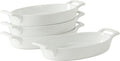 Gibson Home Oval Au Gratin Baking Dishes - 4-Piece Set, 15 oz Ceramic Casserole Dishes, White