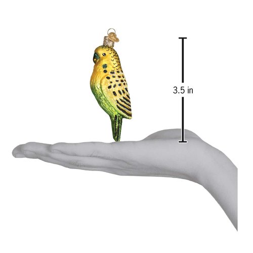 Old World Christmas Miniature Parakeet Glass Blown Ornament for Christmas Tree, Handcrafted Holiday Decoration, Parrot Collection