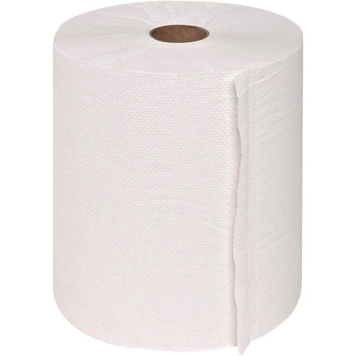 Genuine Joe Embossed Hardwound Roll Towels, 2" Core, 1-Ply, 7.8" x 600', White, 12 Count