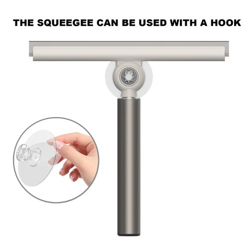 EHOMGUI Extendable Shower Squeegee for Glass Doors, Shower Squeegee with 10-Inch Silicone Blade, Telescoping Handle for Windows and Shower Glass, Silver