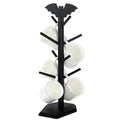 RSSCIIIUL Bat Mug Holder Tree - 8 Hooks Rack for Gothic Home Decor - Wood Mug Tree for Countertop - Cup Holder for Halloween Kitchen Organizer & Coffee Bar Accessories