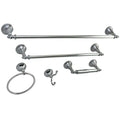 Kingston Brass Naples 5-Piece Accessory Set with 18" & 24" Towel Bar, Towel Ring, Robe Hook & Toilet Paper Holder, Polished Chrome