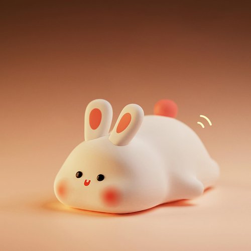 Ocegaoem Bunny Night Light, Cute Silicone Rabbit Lamp, Dimmable LED Nursery Nightlight, Rechargeable Touch Control with Timer, Kids Bedroom Baby Lamp Easter Gift