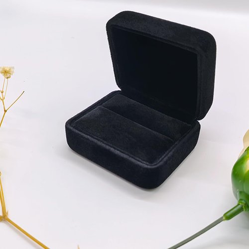 GBYAN 2 Pieces Velvet Ring Box, Jewelry Display Gift Box, Ring Case for Proposal,Engagement, Wedding,Black