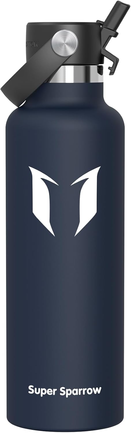 Super Sparrow Insulated Water Bottle - BPA Free, Leak Proof | Ergonomic FlipFlow Flask in 17 Oz, 25 Oz, 34 Oz