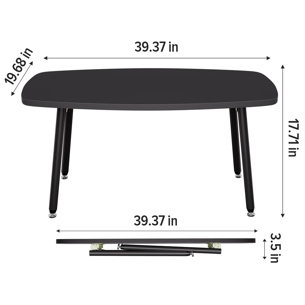 WOHOMO Folding Coffee Table White Small Coffee Tables for Living Room Portable Simple Modern Center Table for Small Spaces, No Assembly, 31.5 * 15.7 * 17.7IN, White Htp